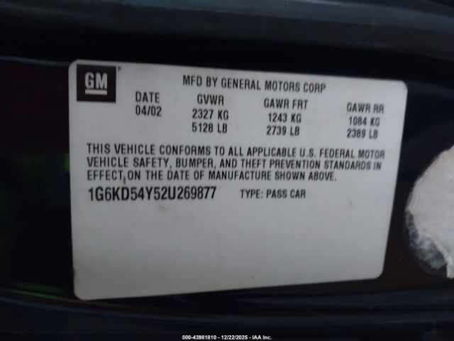 2002 CADILLAC DEVILLE 1G6KD54Y52U269877 Photo 8