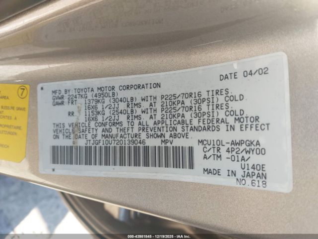 2002 LEXUS RX 300 JTJGF10U720139046 Photo 8