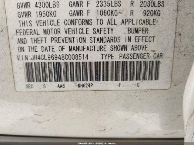 2008 ACURA TSX JH4CL96948C008514 Photo 8