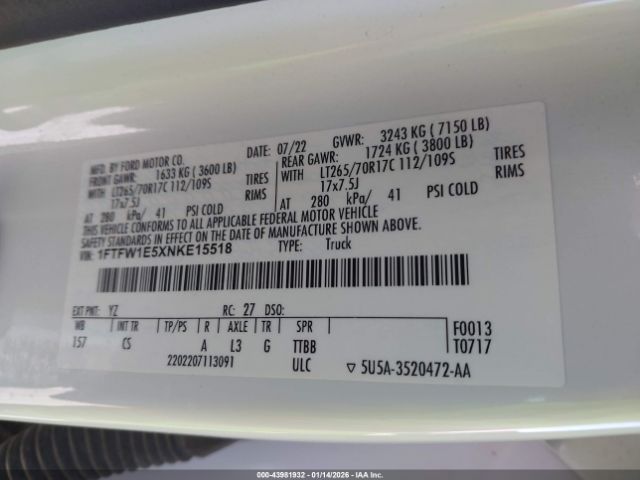 2022 FORD F-150 1FTFW1E5XNKE15518 Photo 8