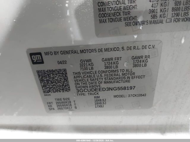 2022 CHEVROLET SILVERADO 1500 3GCUDEED3NG558197 Photo 8