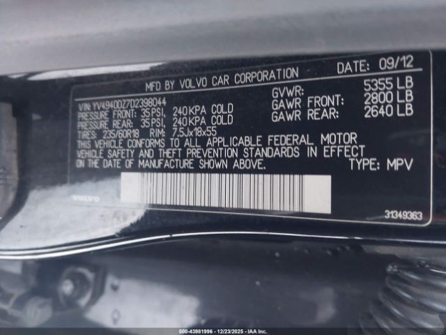 2013 VOLVO XC60 YV4940DZ7D2398044 Photo 8