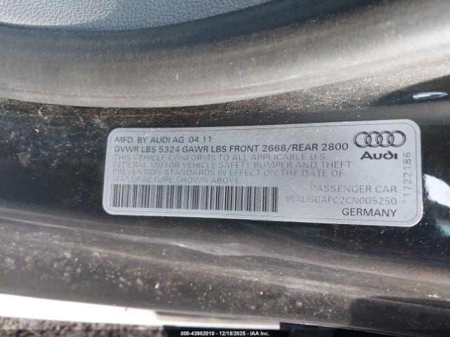 2012 AUDI A7 WAUSGAFC2CN005250 Photo 8