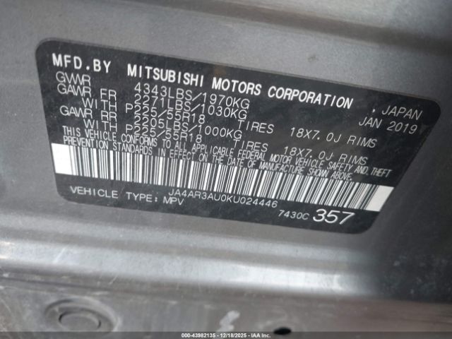 2019 MITSUBISHI OUTLANDER SPORT JA4AR3AU0KU024446 Photo 8