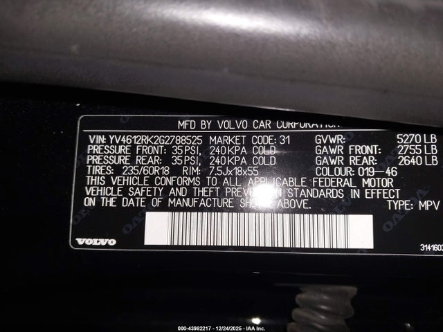 2016 VOLVO XC60 YV4612RK2G2788525 Photo 8
