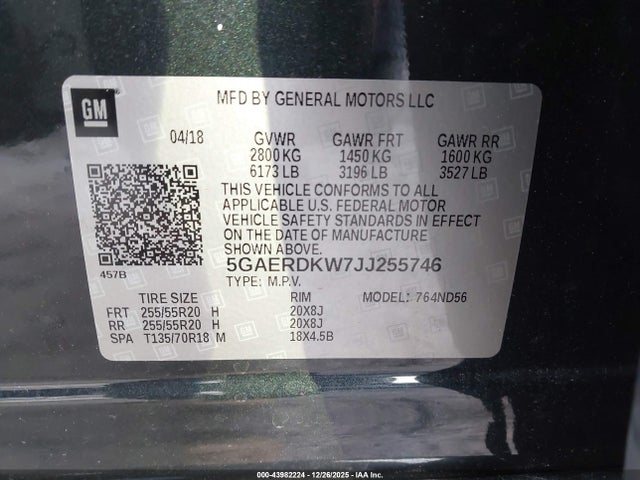 Продаж на аукціоні авто 2018 Buick Enclave Avenir, vin: 5GAERDKW7JJ255746, номер лоту: 43982224