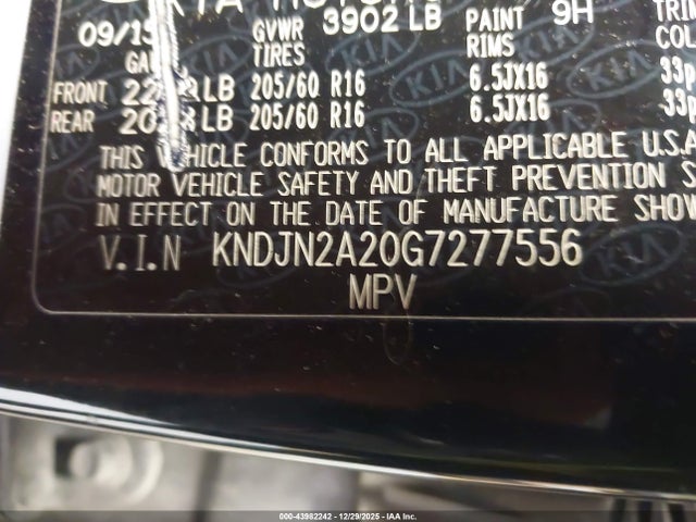Продажа на аукционе авто 2016 Kia Soul, vin: KNDJN2A20G7277556, номер лота: 43982242