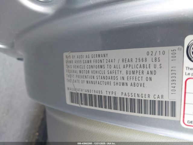 2010 AUDI A5 WAUAFAFH1AN019485 Photo 8