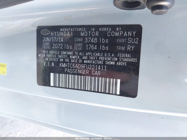 Aukcja sprzedaży 2015 Hyundai Veloster Flex, vin: KMHTC6AD9FU221411, numer aukcji: 43982368