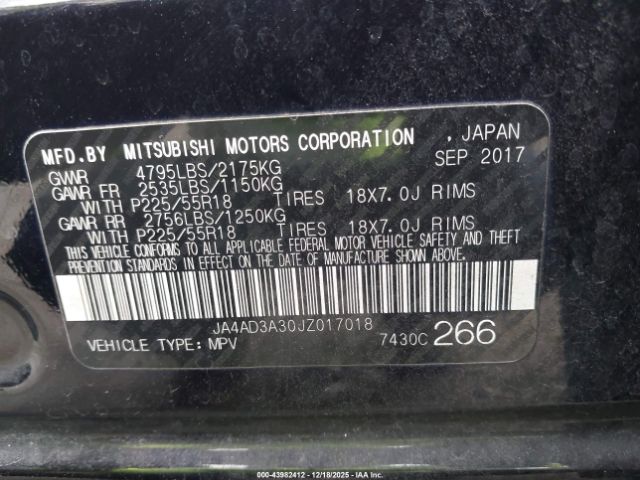 2018 MITSUBISHI OUTLANDER JA4AD3A30JZ017018 Photo 8