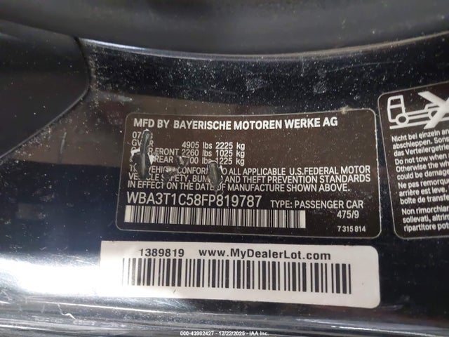 Продаж на аукціоні авто 2015 Bmw 428i Xdrive, vin: WBA3T1C58FP819787, номер лоту: 43982427