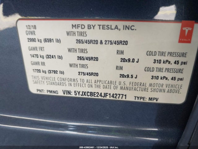 2018 TESLA MODEL X 5YJXCBE24JF142771 Photo 8