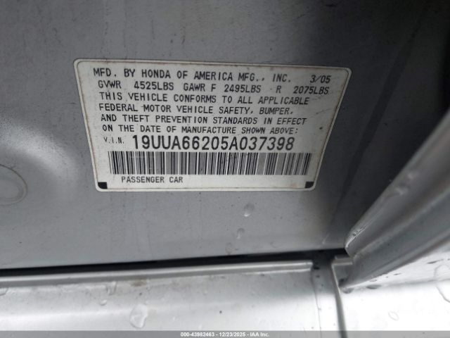 2005 ACURA TL 19UUA66205A037398 Photo 8