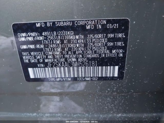 2021 SUBARU FORESTER JF2SKAAC3MH526181 Photo 8