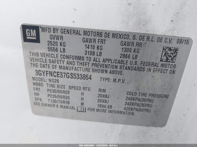 2016 CADILLAC SRX 3GYFNCE37GS533864 Photo 8