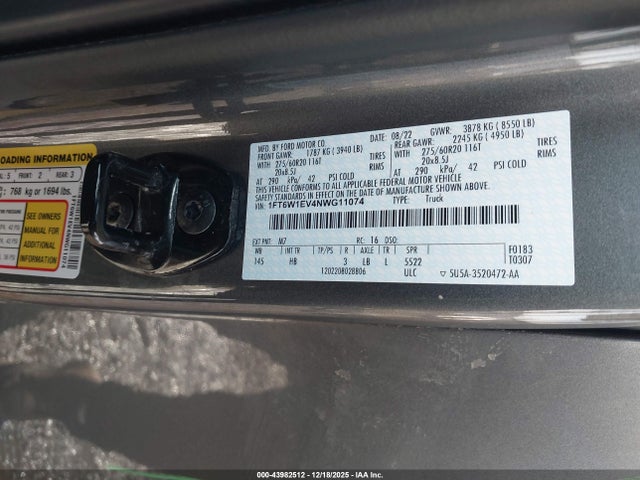 2022 FORD F-150 LIGHTNING 1FT6W1EV4NWG11074 Photo 8