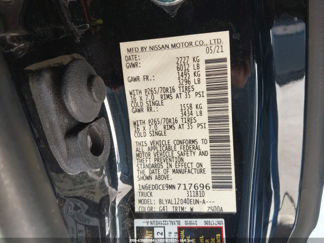 Nissan Frontier King Cab S 4x2 2021 1N6ED0CE9MN717696 Image 9