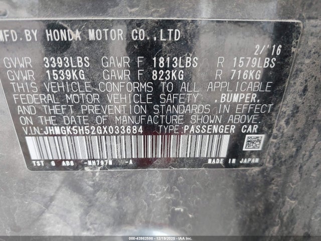 Honda FIT LX 2016 JHMGK5H52GX033684 Image 9