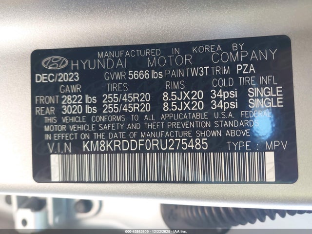 43982609 :رقم المزاد ، KM8KRDDF0RU275485 vin ، 2024 Hyundai Ioniq 5 Disney100 Platinum Edition مزاد بيع