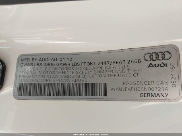 2012 AUDI A5 WAUJFAFH5CN007214 Photo 8