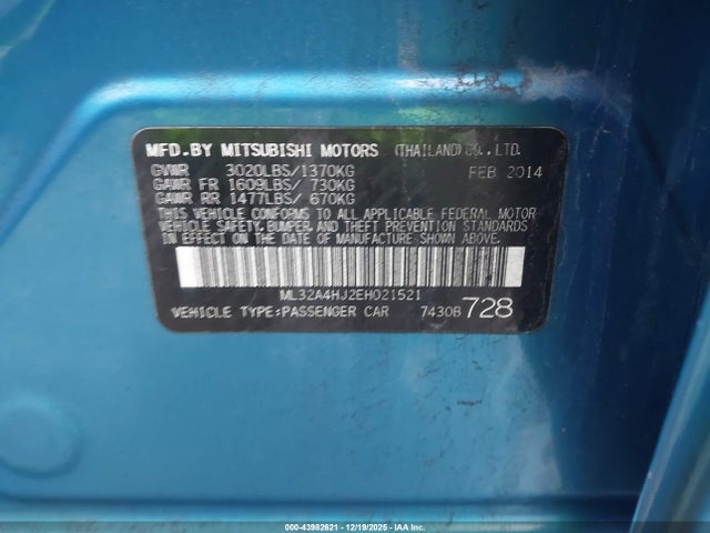 2014 MITSUBISHI MIRAGE ML32A4HJ2EH021521 Photo 8