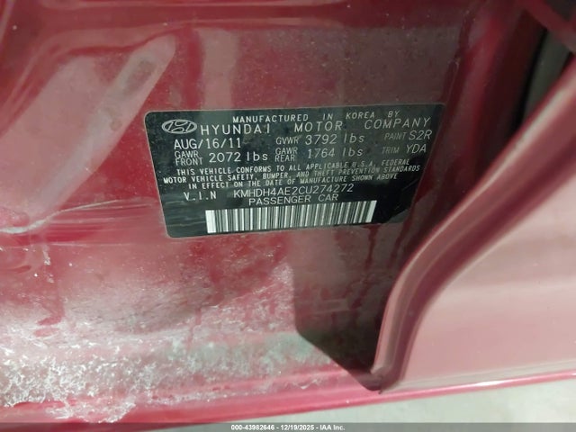 2012 HYUNDAI ELANTRA KMHDH4AE2CU274272 Photo 8