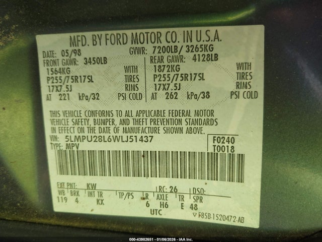 1998 LINCOLN NAVIGATOR 5LMPU28L6WLJ51437 Photo 8