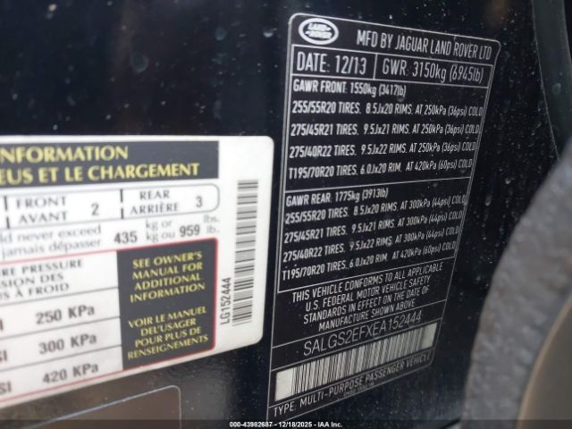 2014 LAND ROVER RANGE ROVER SALGS2EFXEA152444 Photo 8