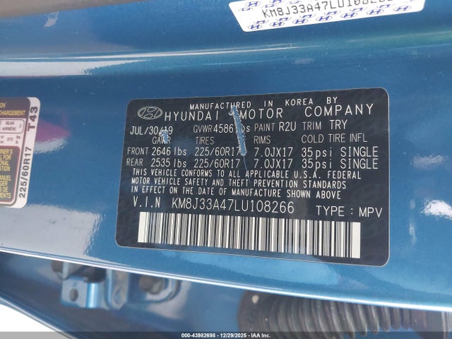 2020 HYUNDAI TUCSON KM8J33A47LU108266 Photo 8