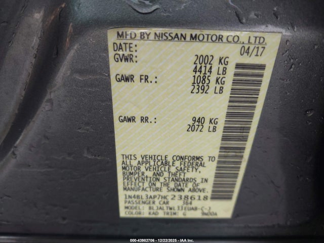 Nissan Altima 3.5 Sl 2017 1N4BL3AP7HC238618 Image 9