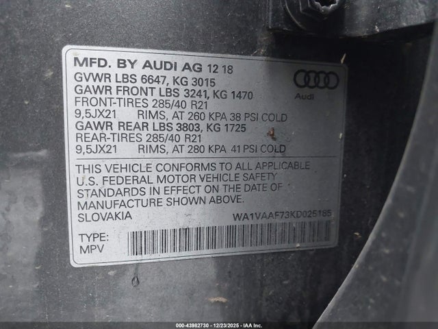 2019 AUDI Q7 WA1VAAF73KD025185 Photo 8