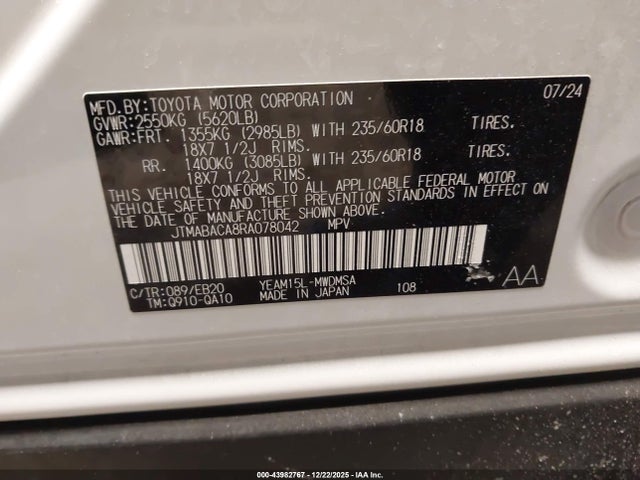 Toyota BZ4X XLE 2024 JTMABACA8RA078042 Image 9