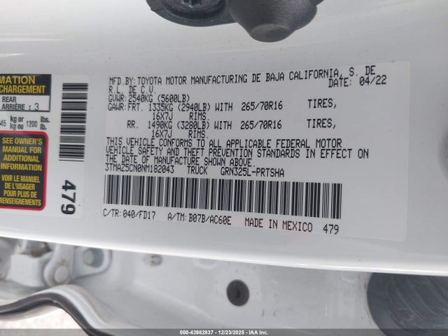 3TMAZ5CN0NM182043 Toyota Tacoma Trd Off Road