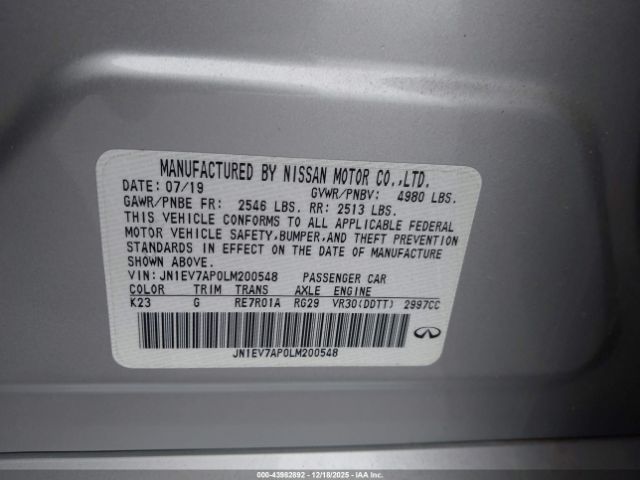 2020 INFINITI Q50 JN1EV7AP0LM200548 Photo 8