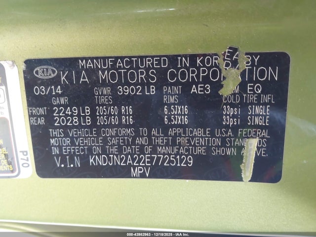 KIA Soul 2014 KNDJN2A22E7725129 Image 9