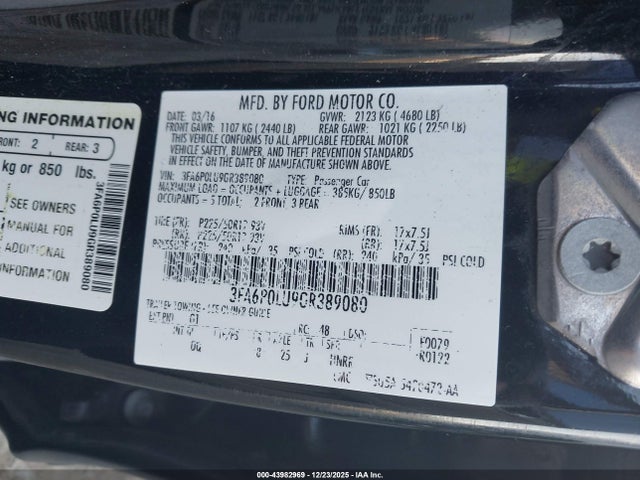 Ford Fusion Hybrid Se 2016 3FA6P0LU9GR389080 Image 9