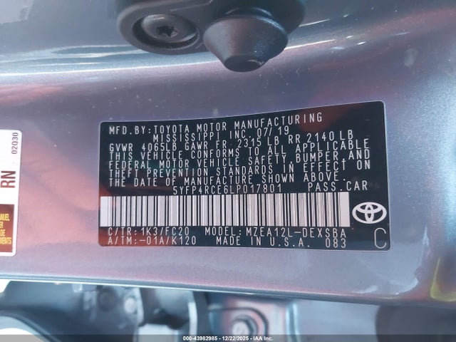 2020 TOYOTA COROLLA 5YFP4RCE6LP017801 Photo 8