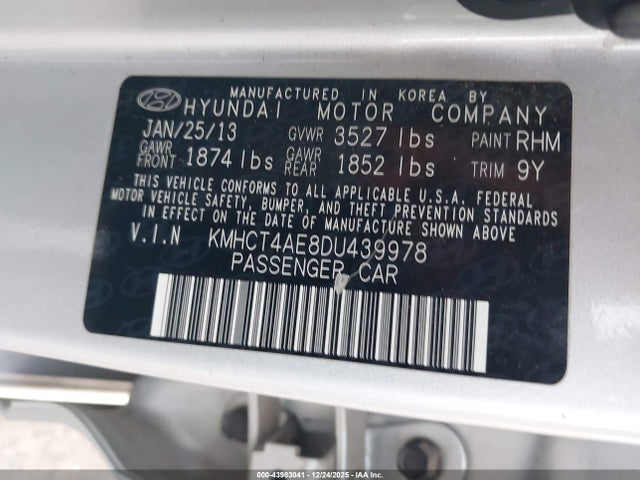2013 HYUNDAI ACCENT KMHCT4AE8DU439978 Photo 8
