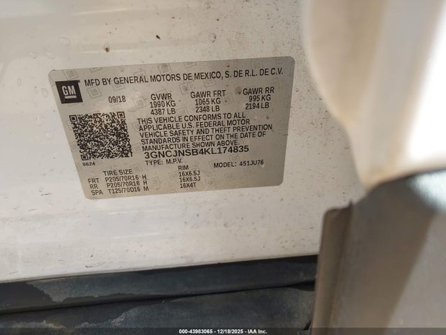 3GNCJNSB4KL174835 Chevrolet TRAX LS