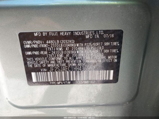 2017 SUBARU FORESTER JF2SJAEC1HH436952 Photo 8