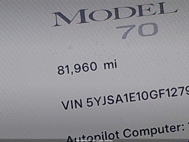 Tesla Model S 60/70/75/85 2016 5YJSA1E10GF127971 Image 15
