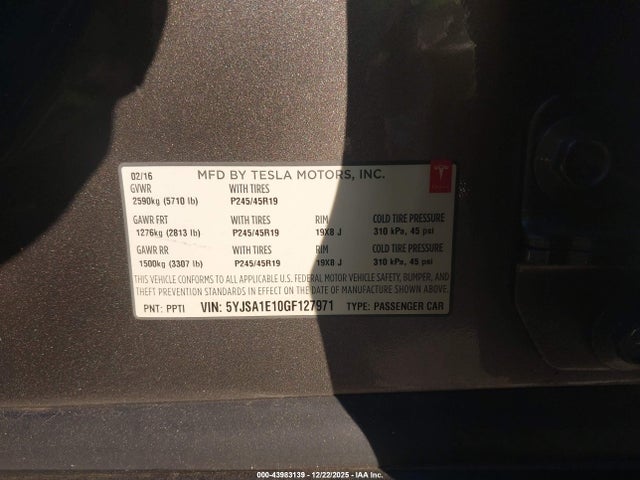 2016 TESLA MODEL S 5YJSA1E10GF127971 Photo 8