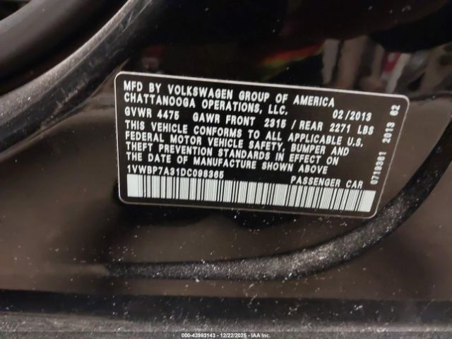 2013 VOLKSWAGEN PASSAT 1VWBP7A31DC098365 Photo 8