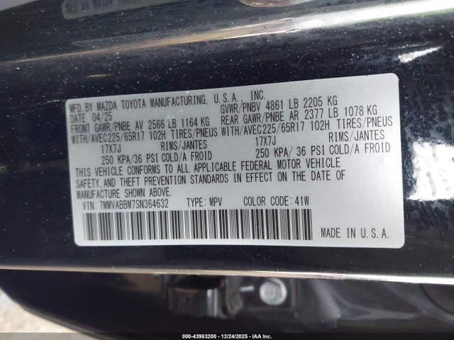 43983200 :رقم المزاد ، 7MMVABBM7SN364632 vin ، 2025 Mazda Cx-50 2.5 S Preferred Package مزاد بيع