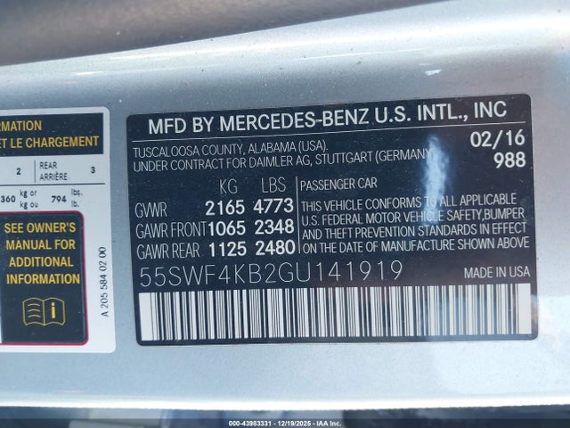 2016 MERCEDES-BENZ C 300 55SWF4KB2GU141919 Photo 8