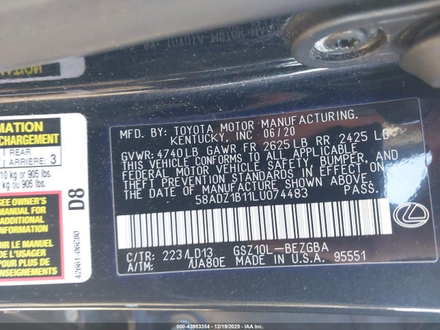 2020 LEXUS ES 350 58ADZ1B11LU074483 Photo 8