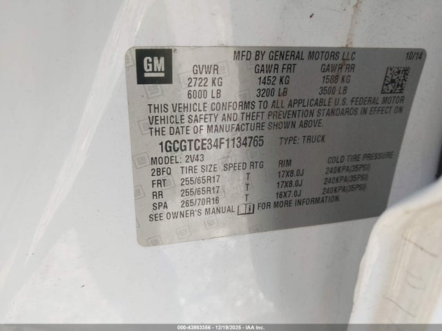 1GCGTCE34F1134765 Chevrolet Colorado Z71