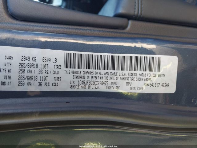 2019 JEEP GRAND CHEROKEE 1C4RJFBG3KC778473 Photo 8