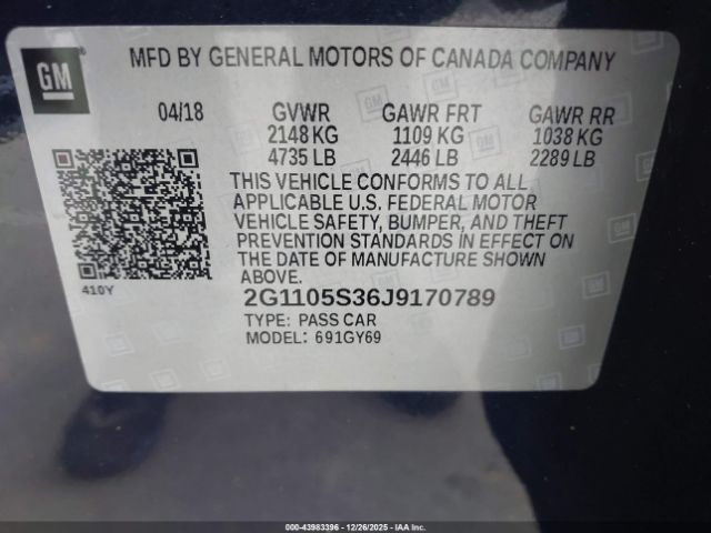 2018 CHEVROLET IMPALA 2G1105S36J9170789 Photo 8