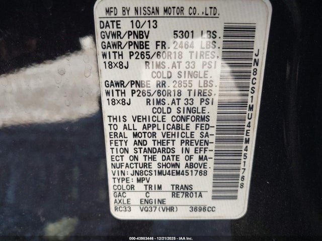 Infiniti QX70 2014 JN8CS1MU4EM451768 Image 9